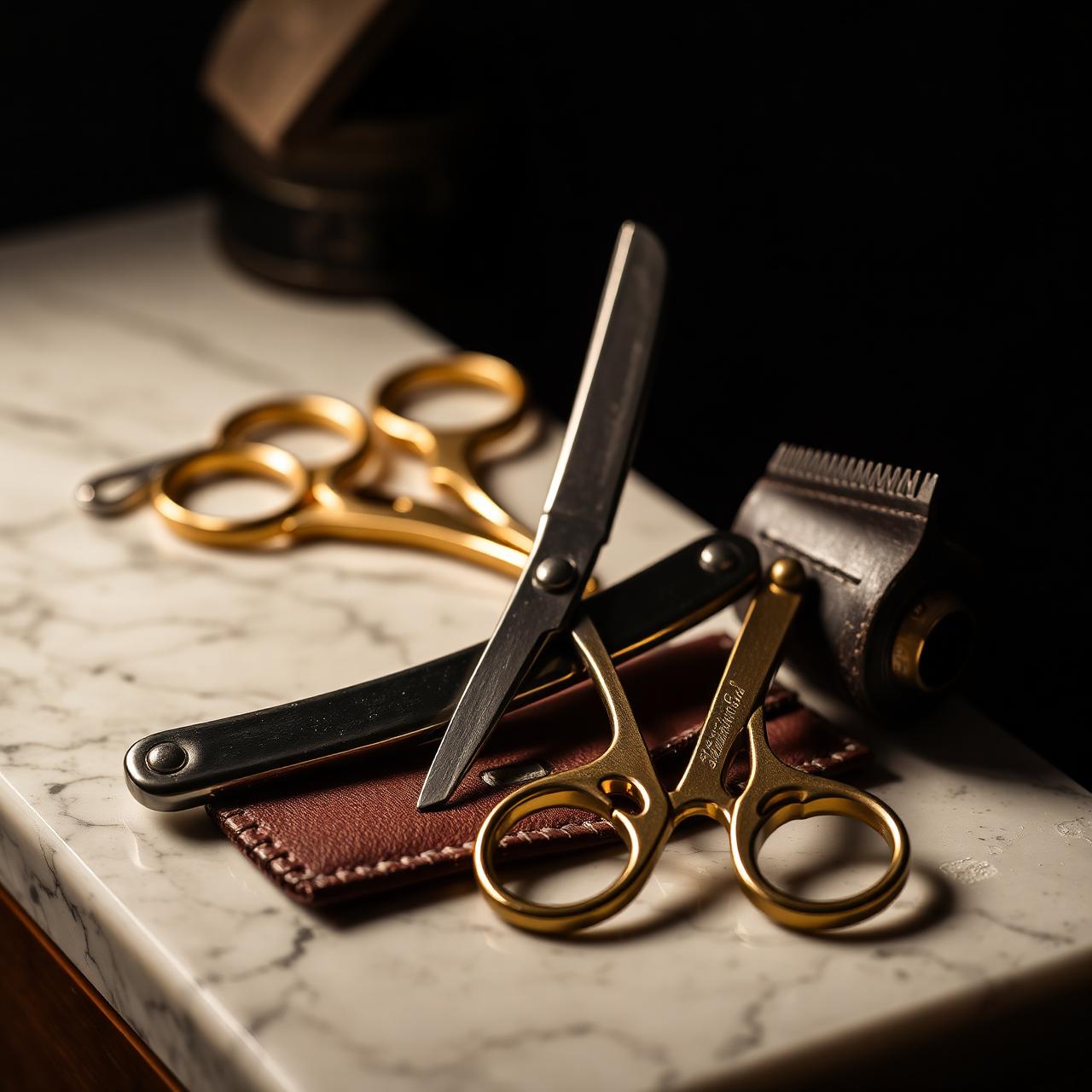 Barber tools on marble